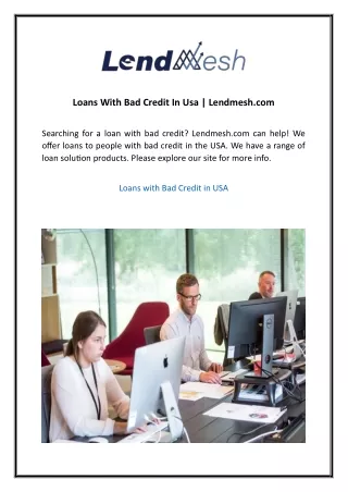 Loans With Bad Credit In Usa  Lendmesh.com1