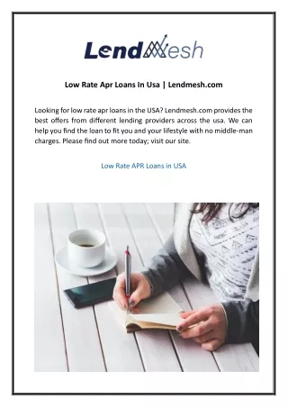 Low Rate Apr Loans In Usa  Lendmesh.com2