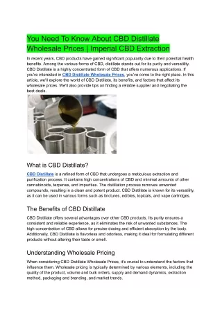 You Need To Know About CBD Distillate Wholesale Prices _ Imperial CBD Extraction