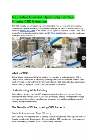 A Lucrative Business Opportunity _ Imperial CBD Extraction