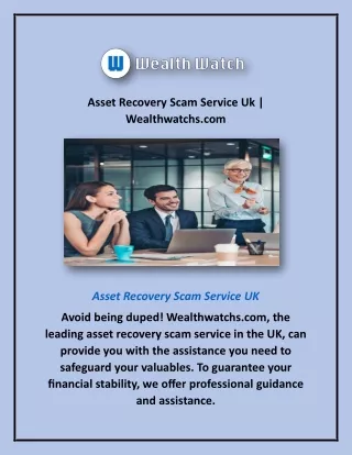 Asset Recovery Scam Service Uk | Wealthwatchs.com