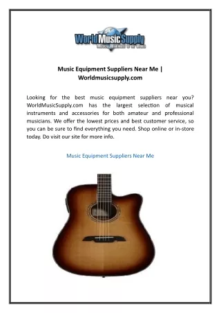 Music Equipment Suppliers Near Me  Worldmusicsupply