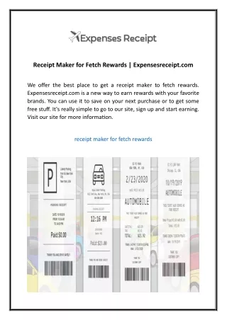 Receipt Maker for Fetch Rewards  Expensesreceipt.com1