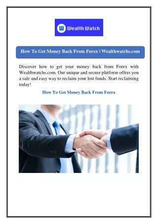 How To Get Money Back From Forex | Wealthwatchs.com