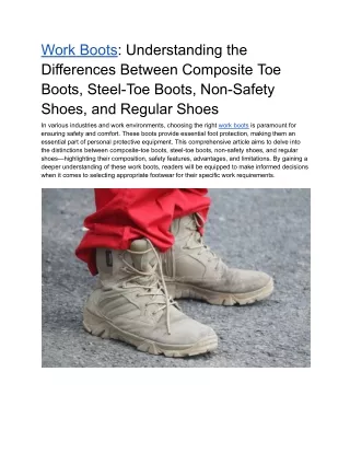 Understanding the Differences Between Composite Toe Boots, Steel-Toe Boots, Non-Safety Shoes, and Regular Shoes