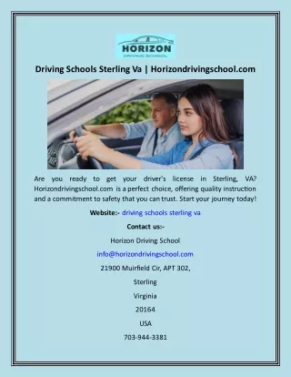 Driving Schools Sterling Va  Horizondrivingschool
