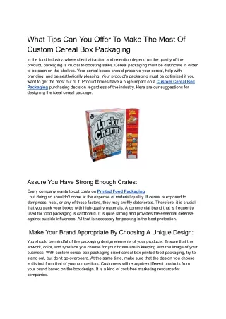 What Tips Can You Offer To Make The Most Of Custom Cereal Box Packaging