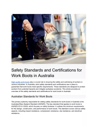 Safety Standards and Certifications for Work Boots in Australia