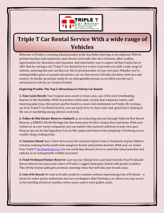 Triple T Car Rental Service With a wide range of Vehicles