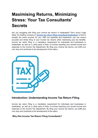 Maximising Returns, Minimizing Stress: Your Tax Consultants' Secrets