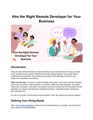 Hire the Right Remote Developer for Your Business