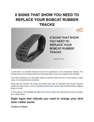 8 SIGNS THAT SHOW YOU NEED TO REPLACE YOUR BOBCAT RUBBER TRACKS