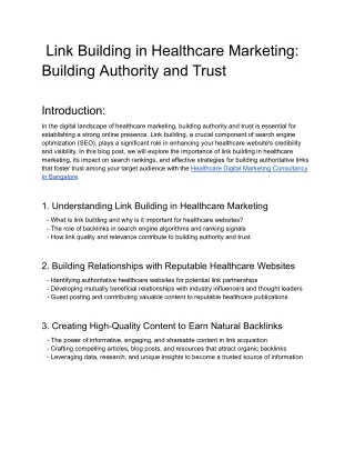 Link Building in Healthcare Marketing_ Building Authority and Trust