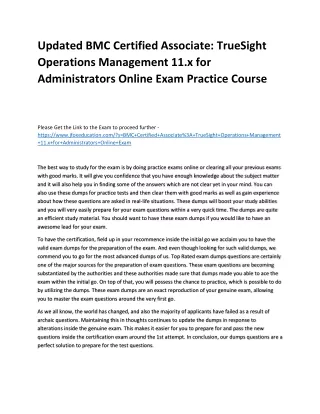 Updated BMC Certified Associate: TrueSight Operations Management 11.x for Admini