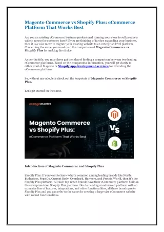 Magento Commerce vs Shopify Plus: eCommerce Platform That Works Best