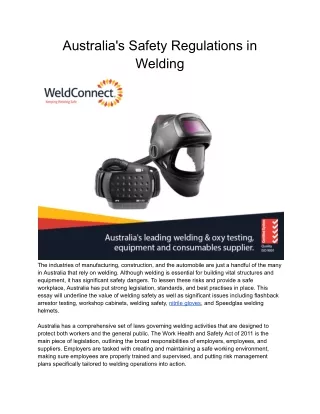 Australia's Safety Regulations in Welding