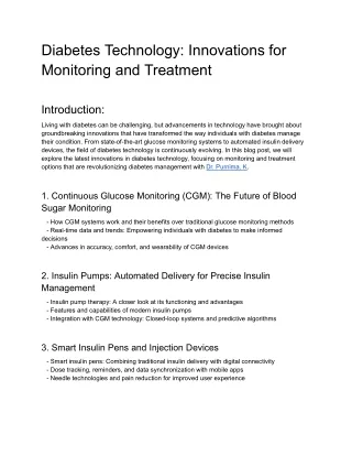 Diabetes Technology_ Innovations for Monitoring and Treatment