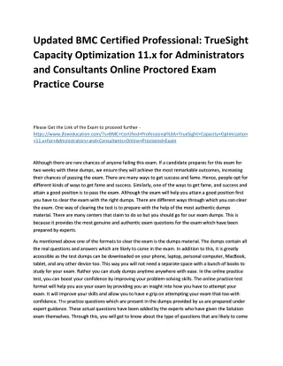 Updated BMC Certified Professional: TrueSight Capacity Optimization 11.x for Adm