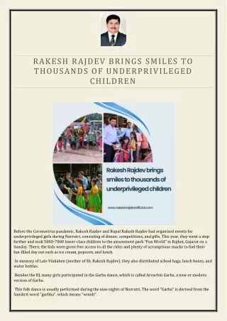 Rakesh Rajdev brings smiles to thousands of underprivileged children