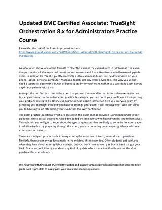 Updated BMC Certified Associate: TrueSight Orchestration 8.x for Administrators