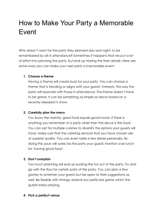 How to Make Your Party a Memorable Event