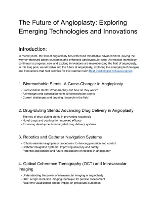 The Future of Angioplasty_ Exploring Emerging Technologies and Innovations