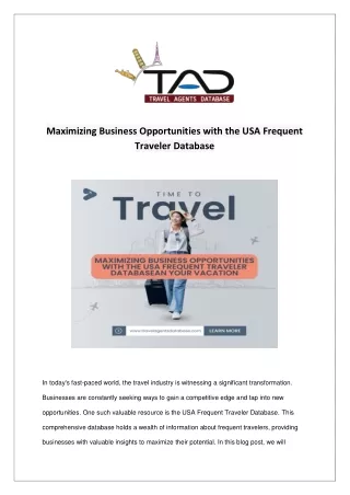 Maximizing Business Opportunities with the USA Frequent Traveler Database