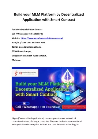 Build your MLM Platform by Decentralized Application with Smart Contract