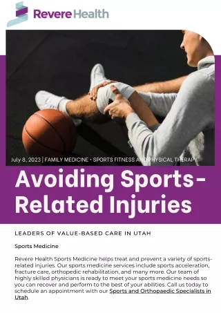 Avoiding Sports-Related Injuries  Revere Health