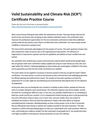 Valid Sustainability and Climate Risk (SCR®) Certificate Practice Course