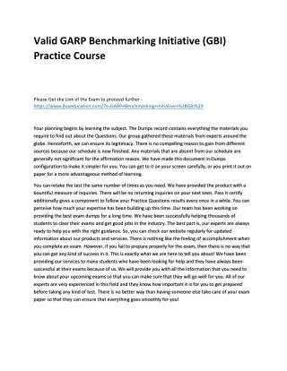 Valid GARP Benchmarking Initiative (GBI) Practice Course