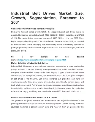 Industrial Belt Drives Market