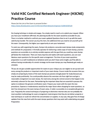 Valid H3C Certified Network Engineer (H3CNE) Practice Course