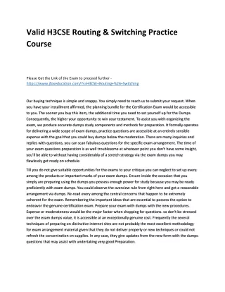 Valid H3CSE Routing & Switching Practice Course