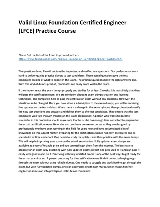 Valid Linux Foundation Certified Engineer (LFCE) Practice Course