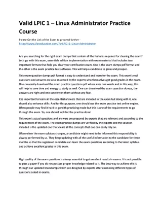 Valid LPIC 1 – Linux Administrator Practice Course