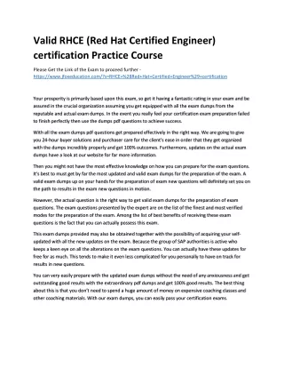 Valid RHCE (Red Hat Certified Engineer) certification Practice Course