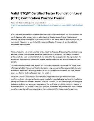 Valid ISTQB® Certified Tester Foundation Level (CTFL) Certification Practice Cou