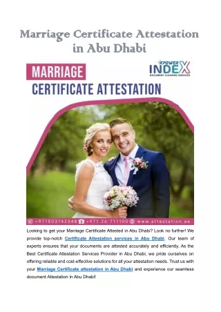 Marriage Certificate Attestation in Abu Dhabi