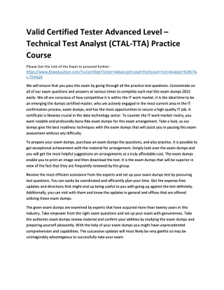 Valid Certified Tester Advanced Level – Technical Test Analyst (CTAL-TTA) Practi