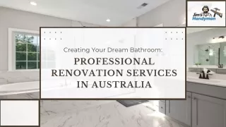 Creating Your Dream Bathroom Professional Renovation Services in Australia