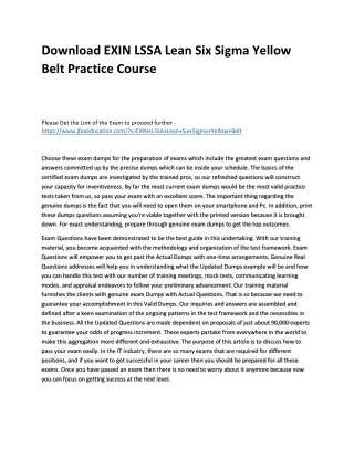 Download EXIN LSSA Lean Six Sigma Yellow Belt Practice Course