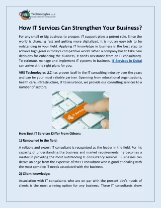 How IT Services Can Strengthen Your Business?