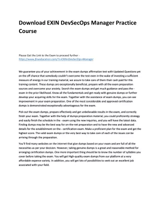 Download EXIN DevSecOps Manager Practice Course