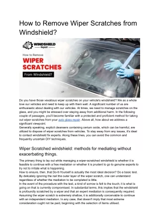 How to Remove Wiper Scratches from Windshield