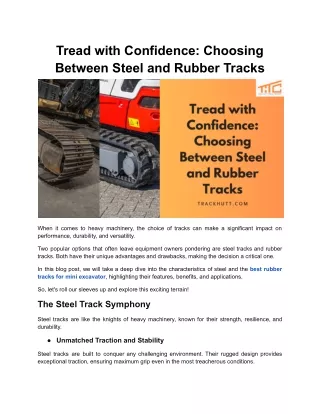 Tread with Confidence: Choosing Between Steel and Rubber Tracks