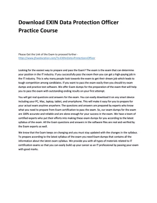 Download EXIN Data Protection Officer Practice Course