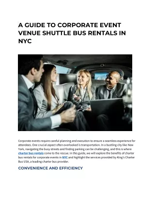 A GUIDE TO CORPORATE EVENT VENUE SHUTTLE BUS RENTALS IN NYC