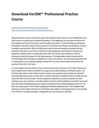 Download VeriSM™ Professional Practice Course