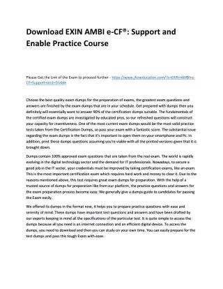 Download EXIN AMBI e-CF®: Support and Enable Practice Course